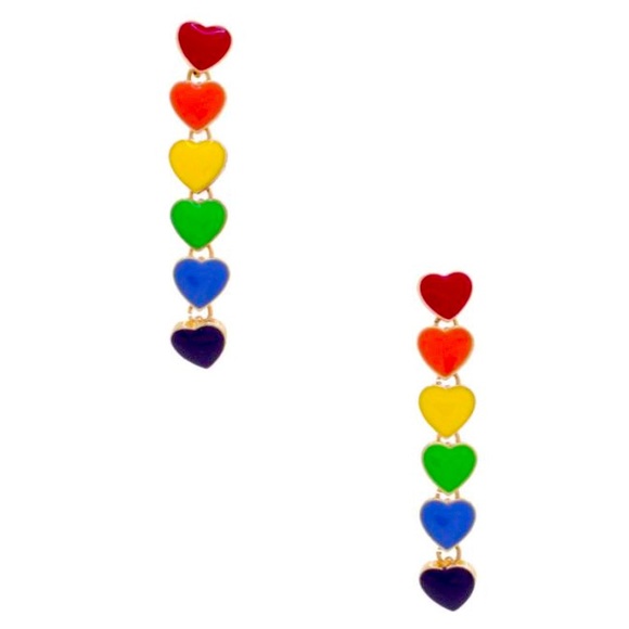 Rainbow Heart Drop Earrings - Picture 1 of 2